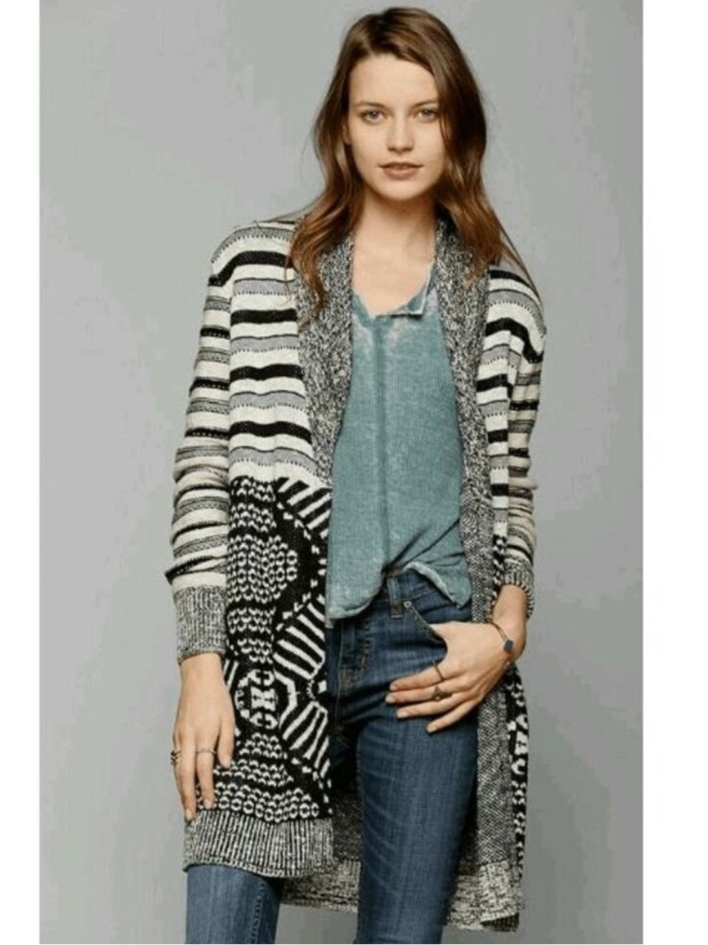 Urban Outfitters Ecote Patterned Open Knit Cardigan